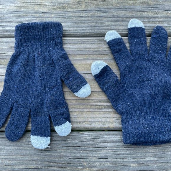 Women Gloves With Touch Screen Friendly Thumb and finger Warm Winter Blue Gloves - Picture 1 of 9